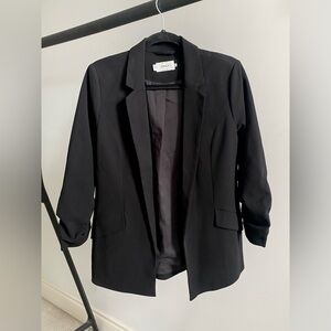 ONLY Black Blazer With 3/4 Ruched Sleeves